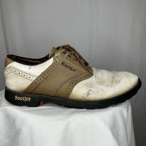 FJ FootJoy GreenJoy Men’s Golf Shoes White/Brown Leather Size 10.5